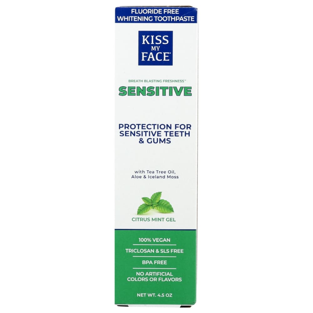 KISS MY FACE: Sensitive Flouride Free Whitening Mint Gel Toothpaste 4.5 oz (Pack of 4) - Beauty & Body Care > Oral Care > Toothpastes &