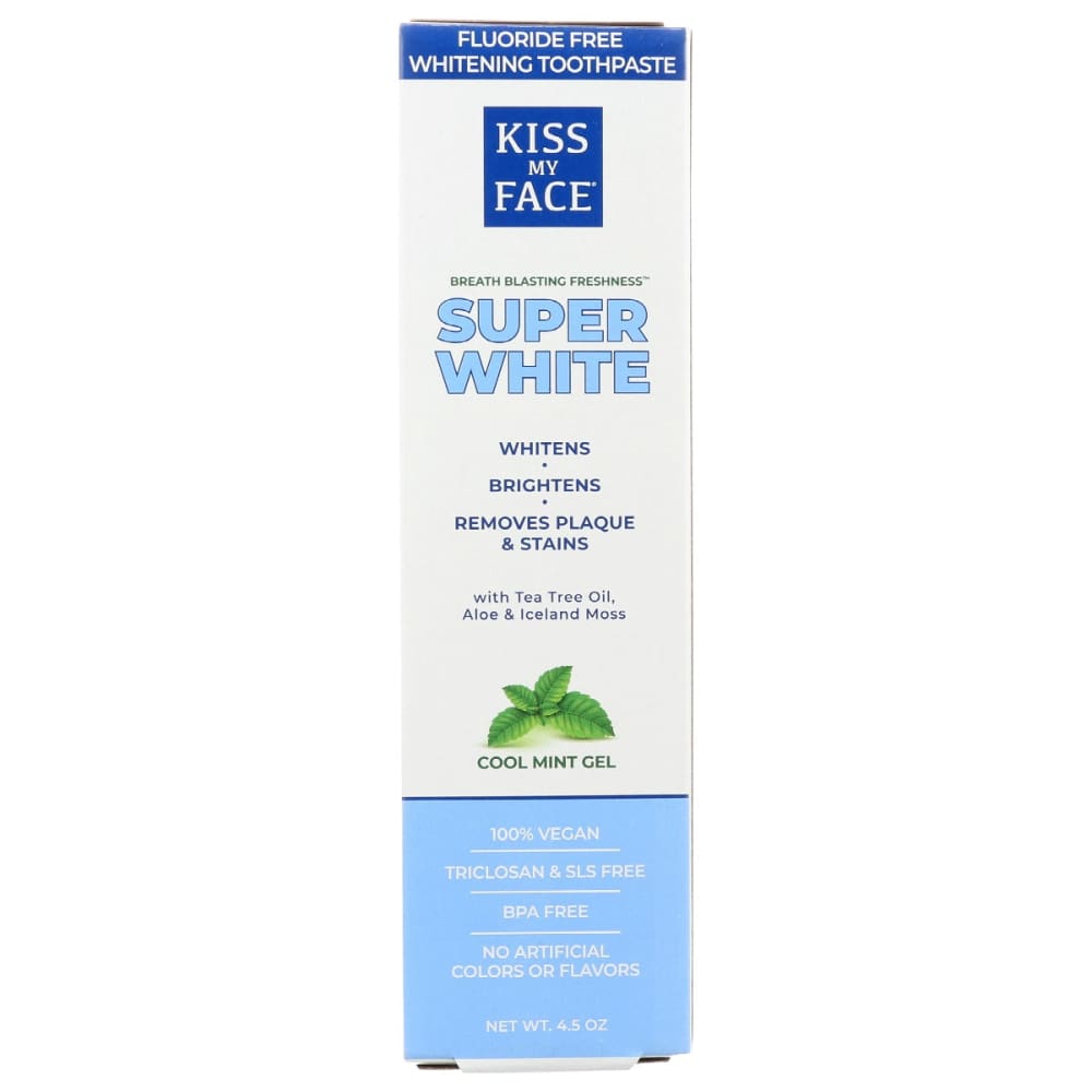 KISS MY FACE: Whitening Cool Mint Gel Fluoride Free Toothpaste 4.5 oz (Pack of 4) - Beauty & Body Care > Oral Care > Toothpastes &