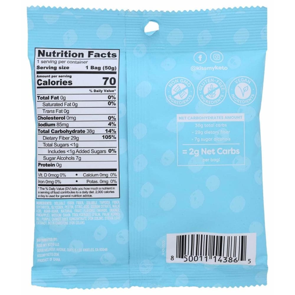KISS MY KETO Grocery > Chocolate, Desserts and Sweets > Candy KISS MY KETO Gummy Tropical Rings, 1.76 oz