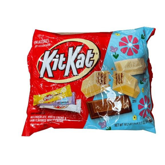 KIT KAT KIT KAT Miniatures Assorted Milk Chocolate and White Creme Wafer Candy Bars, Easter, 19.2 oz, Variety Bag