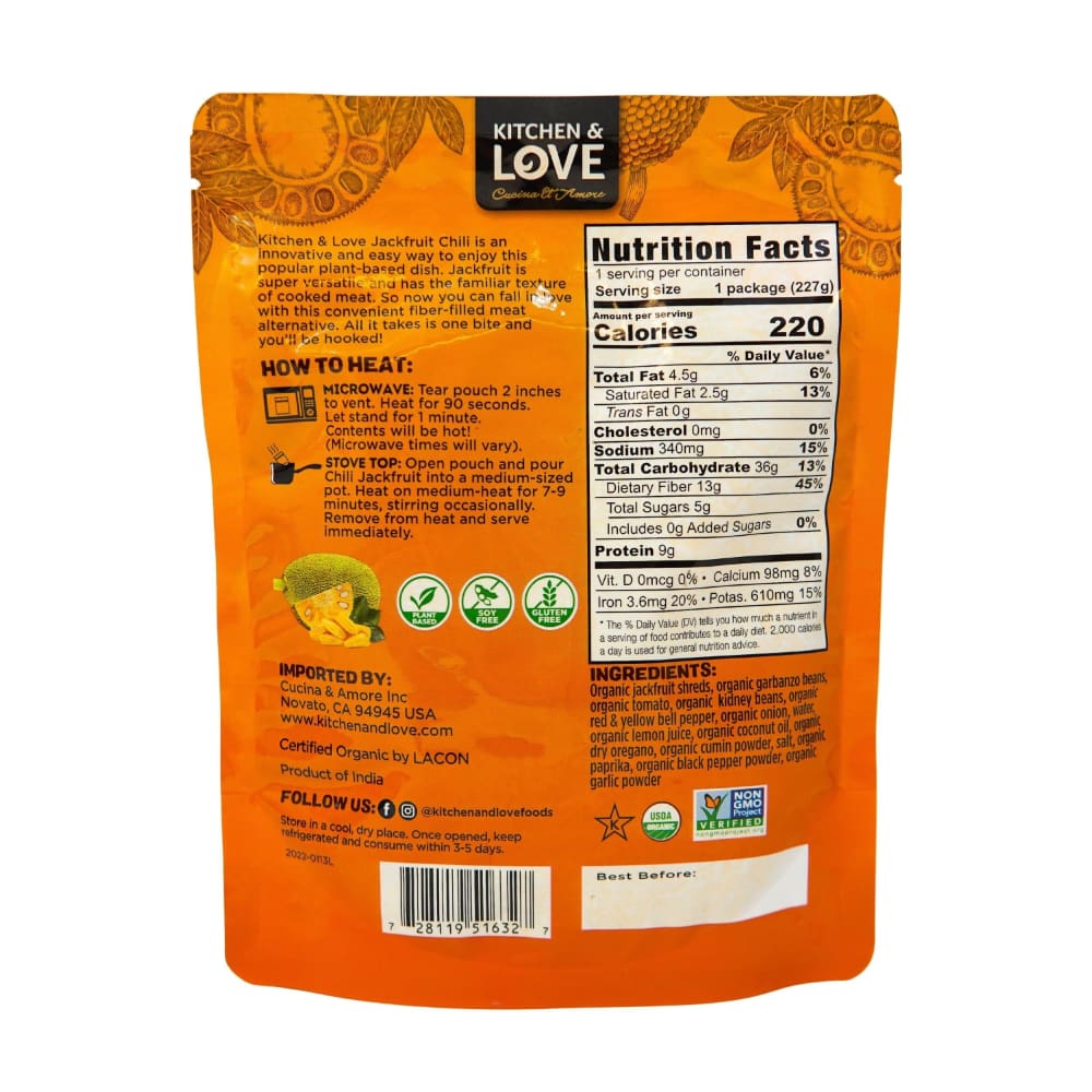 KITCHEN AND LOVE: Chunky Organic Jackfruit Chili 8 oz (Pack of 5) - Grocery > Pantry > Food - KITCHEN AND LOVE
