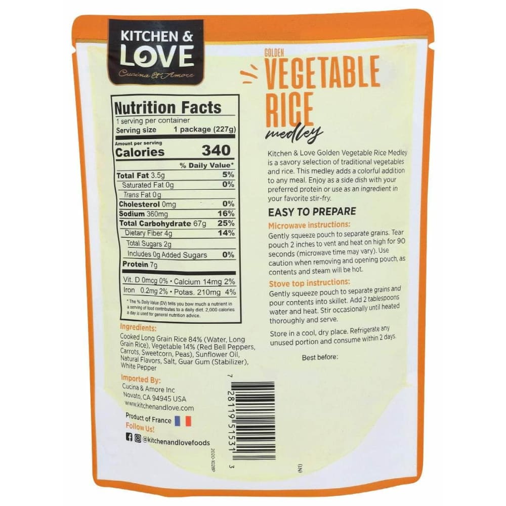 KITCHEN AND LOVE Kitchen And Love Rice Rth Golden Vegetable, 8 Oz