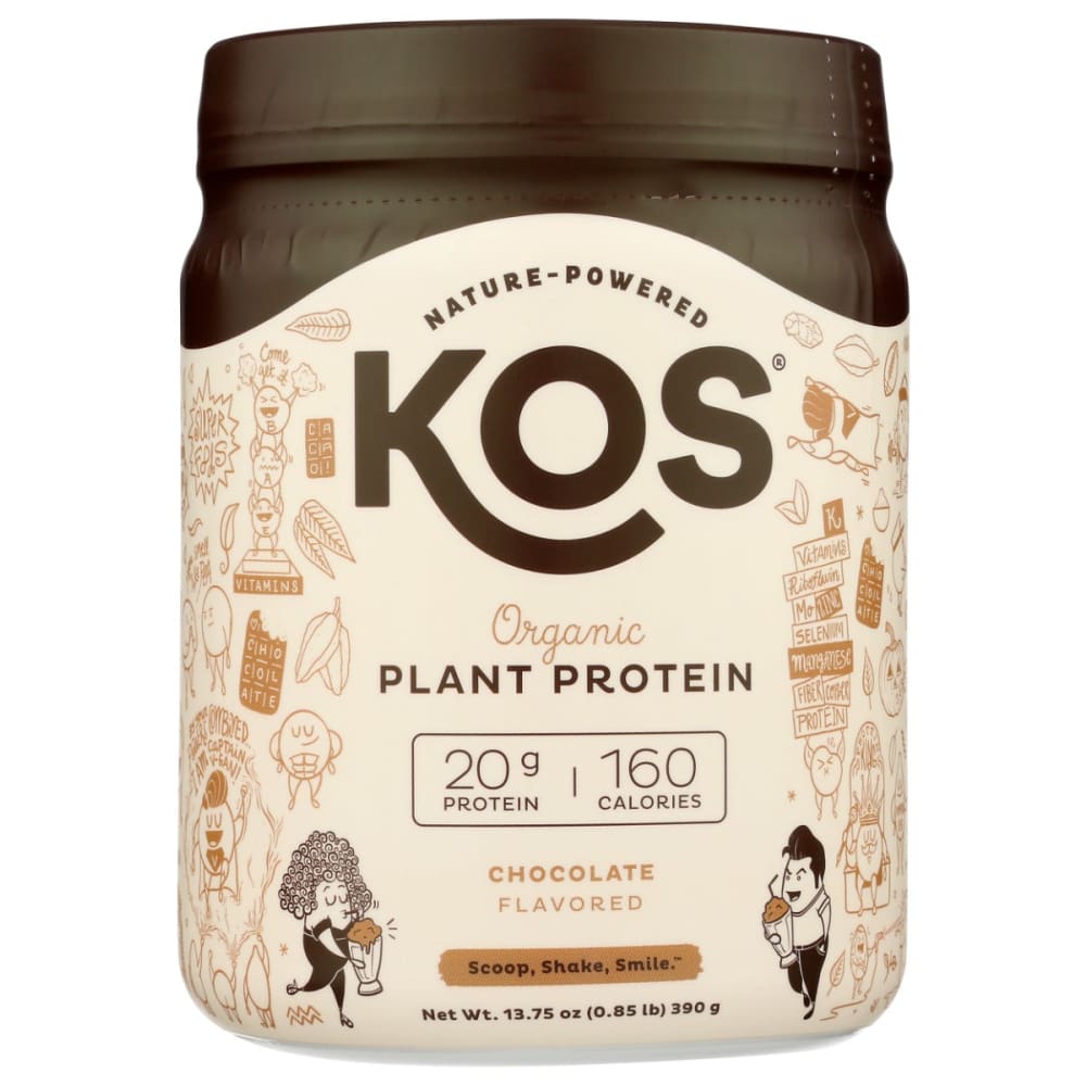 KOS: Organic Plant Protein Chocolate Powder 13.75 oz - Vitamins & Supplements > Protein Supplements & Meal Replacements - KOS