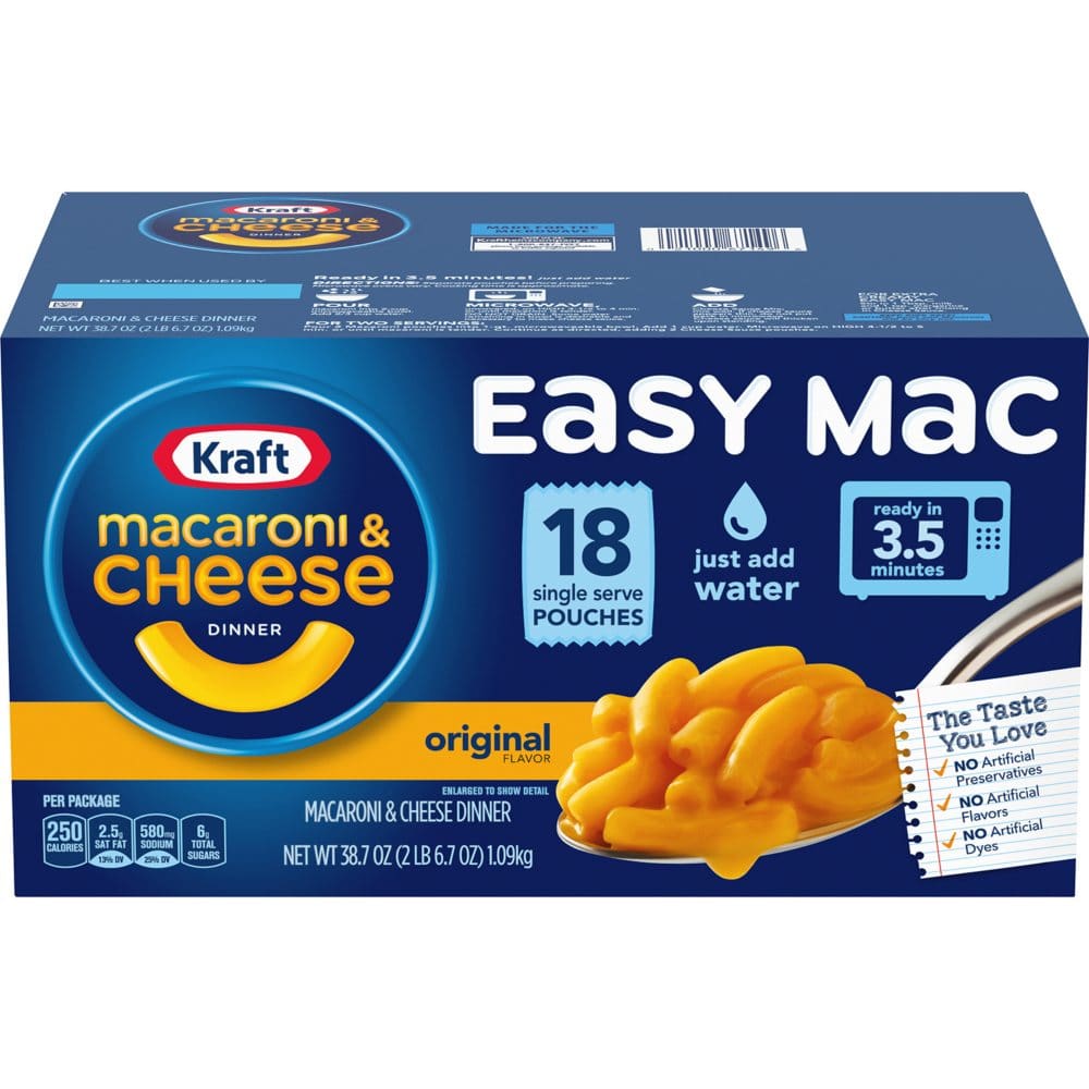 Kraft Easy Mac Original Flavor Single-Serve Pouches (18 pk.) (Pack of 2) - Rice Pasta & Boxed Meals - Kraft