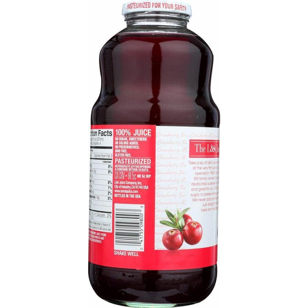 L&A L & A Juice All Cranberry Juice, 32 oz