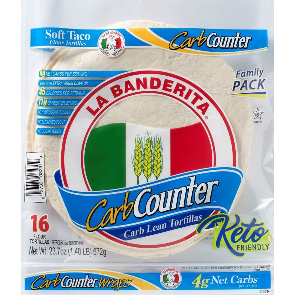 La Banderita Carb Counter Low Carb Keto Friendly Tortillas (16 ct.) (Pack of 2) - Tortillas & Taco Shells - La