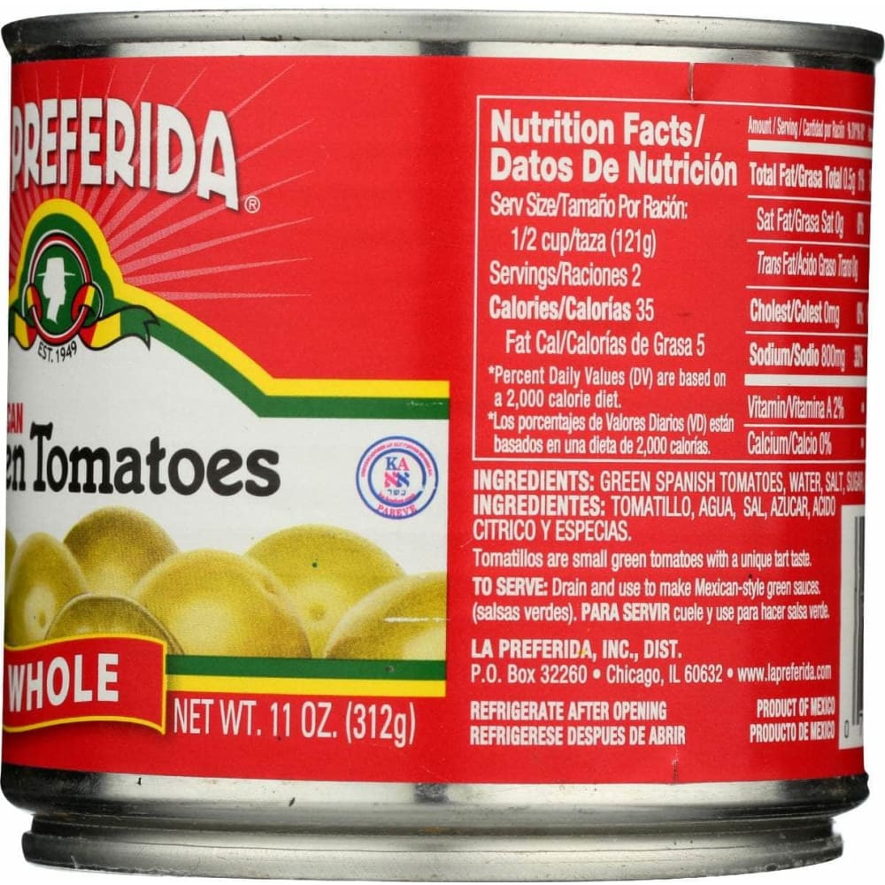 LA PREFERIDA La Preferida Tomatillos, 11 Oz