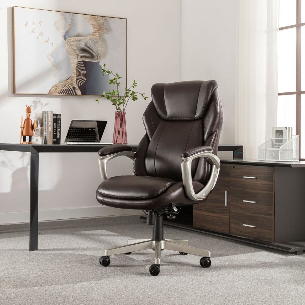La-Z-Boy Westley Big & Tall Executive Office Chair With Active Lumbar Support Brown - Gifts for the Home - ShelHealth