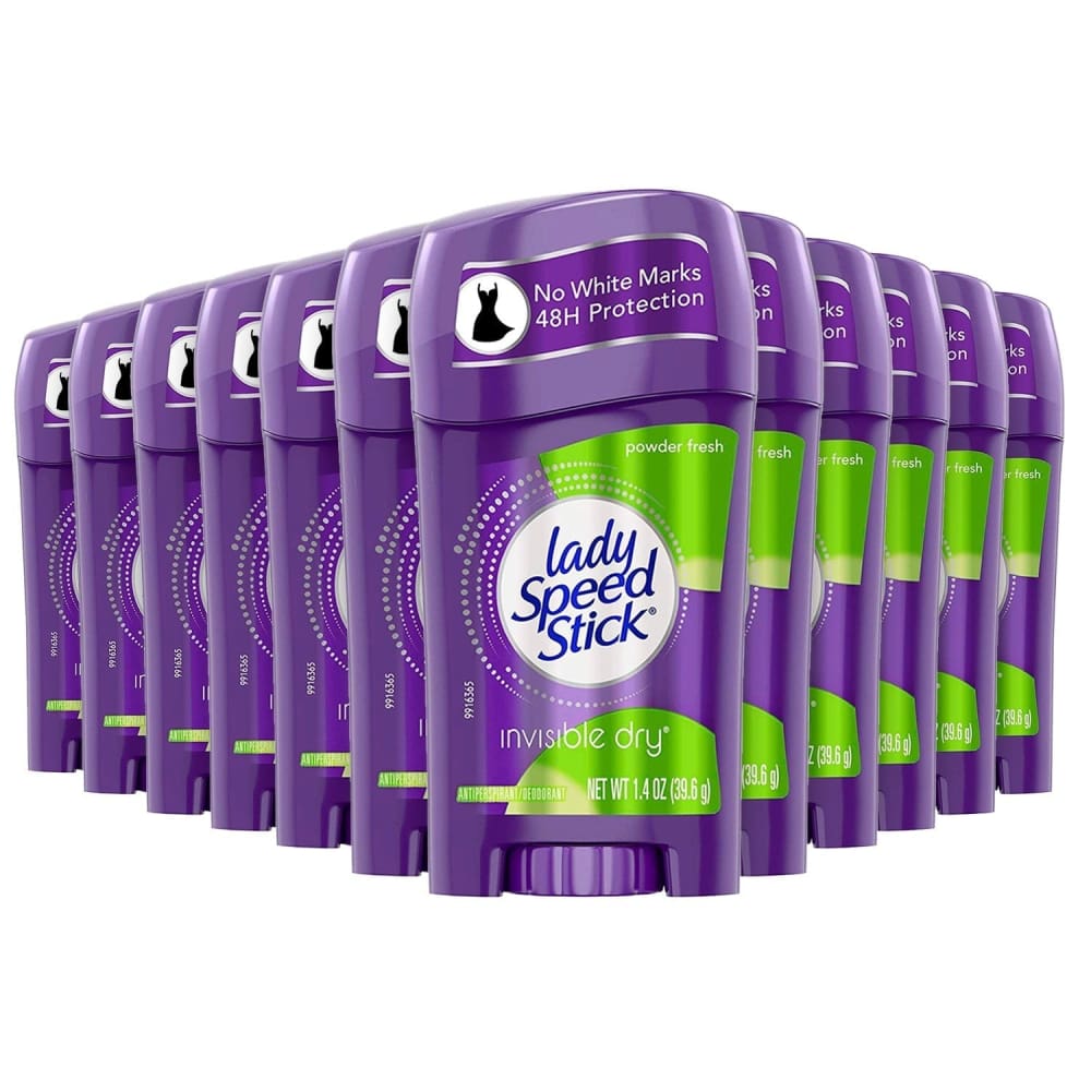 Lady Speed Stick Invisible Dry Antiperspirant & Deodorant Powder Fresh - 1.4 oz - 12 Pack - Stick - Lady Speed