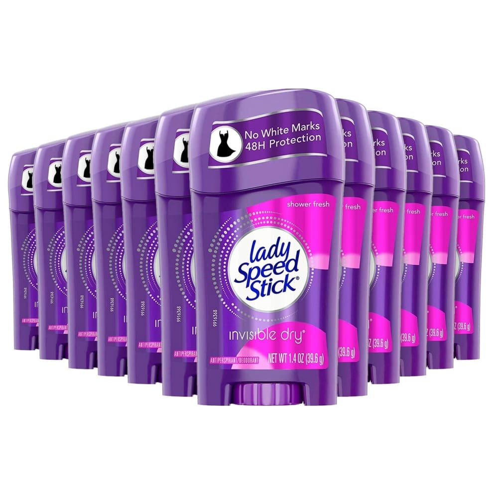 Lady Speed Stick Invisible Dry Antiperspirant & Deodorant Shower Fresh - 1.4 oz - 12 Pack - Stick - Lady Speed