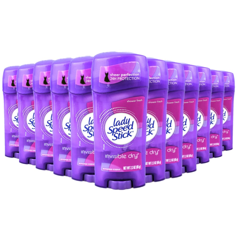Lady Speed Stick Invisible Dry Antiperspirant & Deodorant Shower Fresh - 2.3 oz - 12 Pack - Stick - Lady Speed