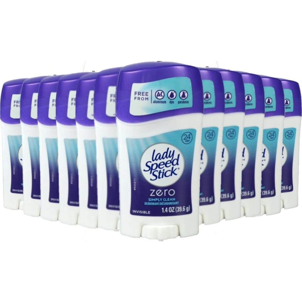 Lady Speed Stick Invisible Dry Antiperspirant & Deodorant Zero Simply Clean - 1.4 oz - 12 Pack - Stick - Lady Speed