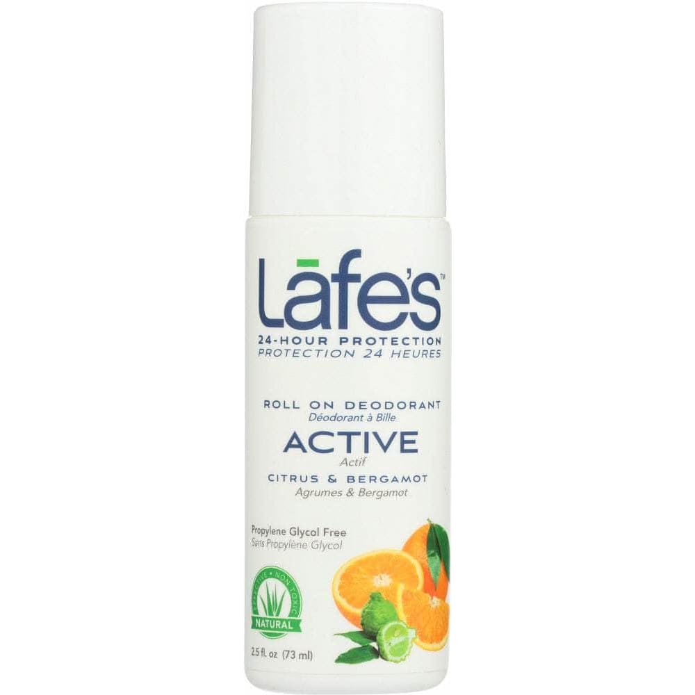 LAFES Lafes Deodorant Roll On Active Citrus And Bergamot, 3 Oz
