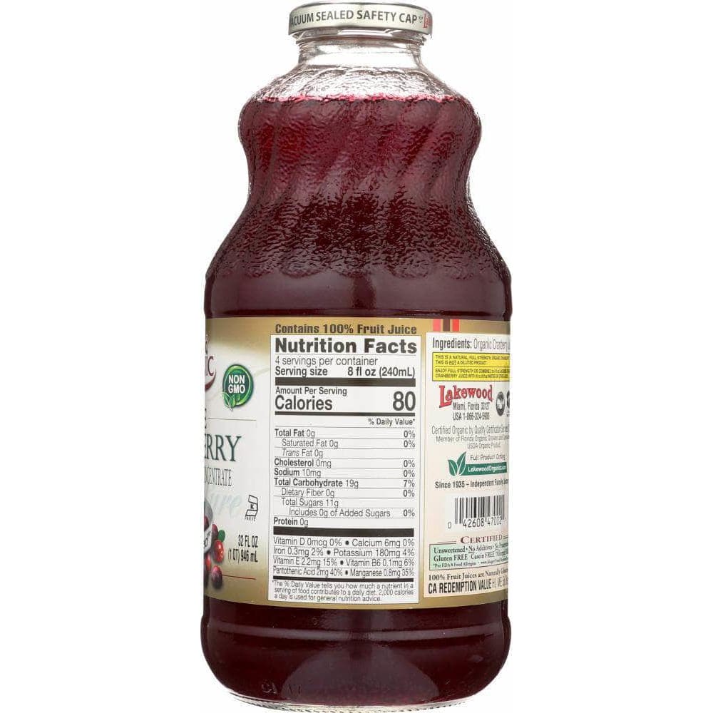 Lakewood Lakewood Organic Pure Cranberry Juice, 32 oz