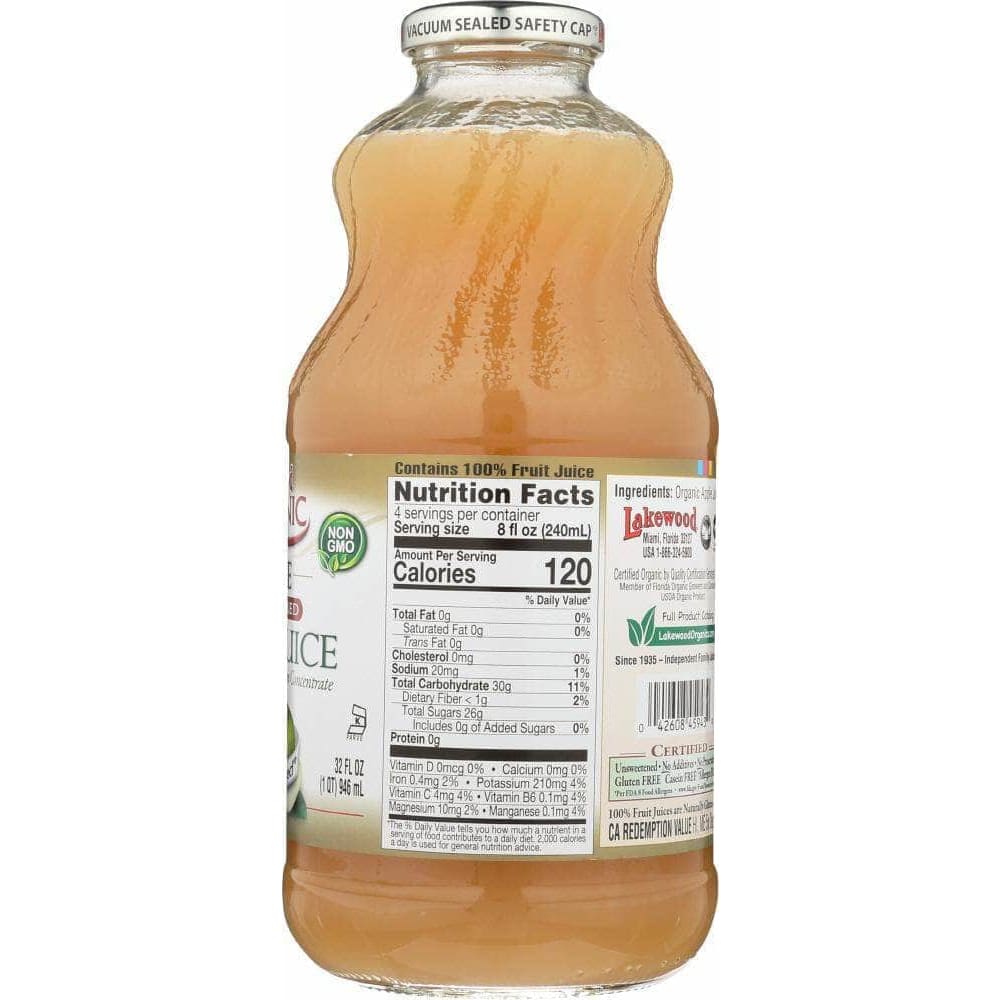 Lakewood Lakewood Organic Pure Unfiltered Apple Juice, 32 oz