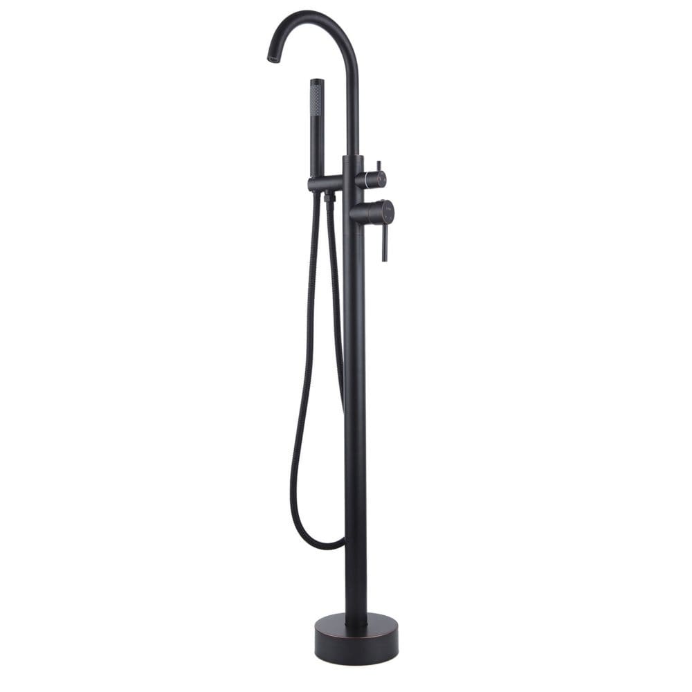 Lanbo Floor-Mounted Freestanding Tub Faucet with Handheld Shower Black - Showers & Shower Fixtures - Lanbo