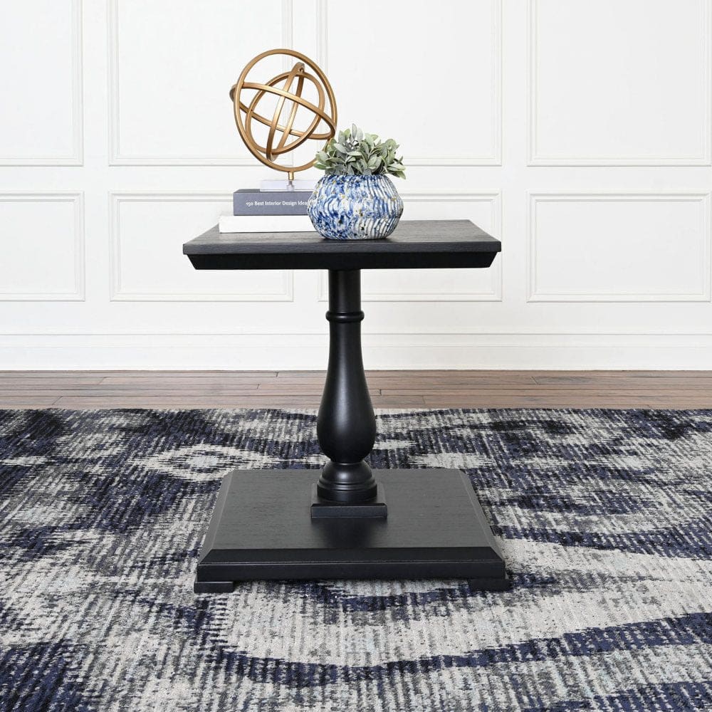 Landen Acacia Wood Square End Table with Pedestal Leg - Traditional - ShelHealth