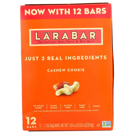 LARABAR: Cashew Cookie Bar 12ct 20.4 oz - Nutritional Bars Drinks and Shakes - LARABAR