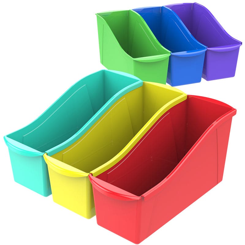 Large Book Bin Assorted Color 6/St - Storage Containers - Storex Industries