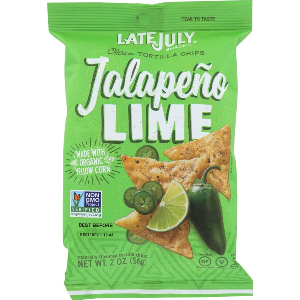 LATE JULY: Chip Trtlla Jlpno N Lime 2 OZ (Pack of 6) - Tortilla & Corn Chips - LATE JULY