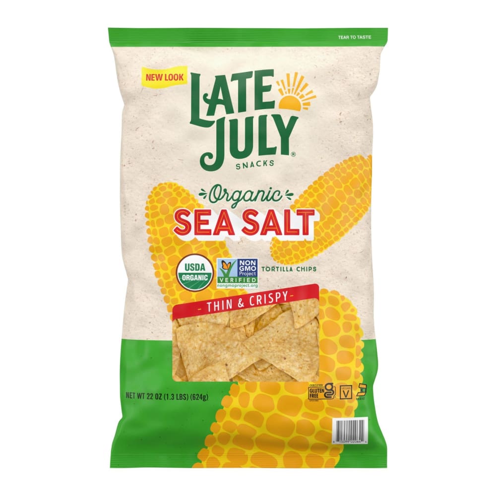 Late July Thin and Crispy Organic Sea Salt Tortilla Chips 22 oz. - Home/Grocery Household & Pet/Canned & Packaged Food/Snacks/Salty Snacks/