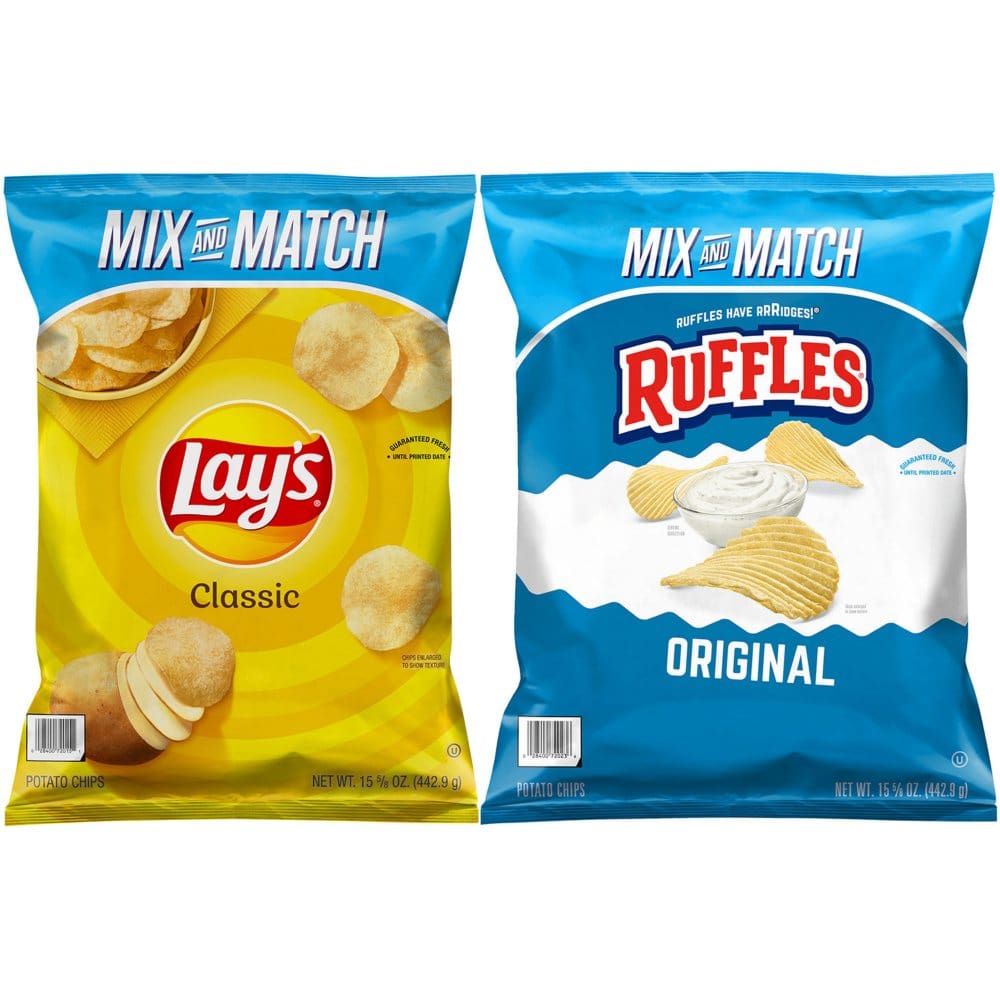 Lay S Ruffles Lay's Classic Potato Chips and Ruffles Original Potato Chips Bundle (2 ...