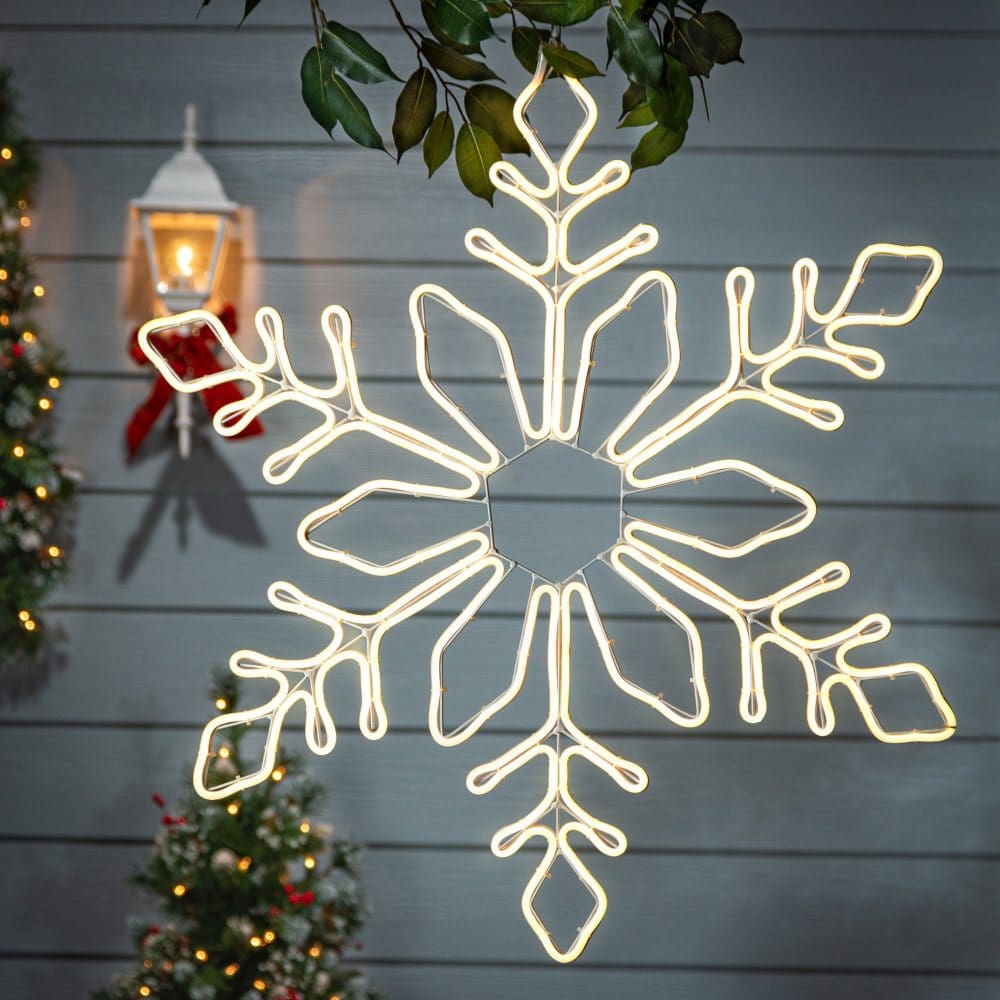 LED Cool White Neon Hanging Snowflake - Indoor Christmas Decor - LED