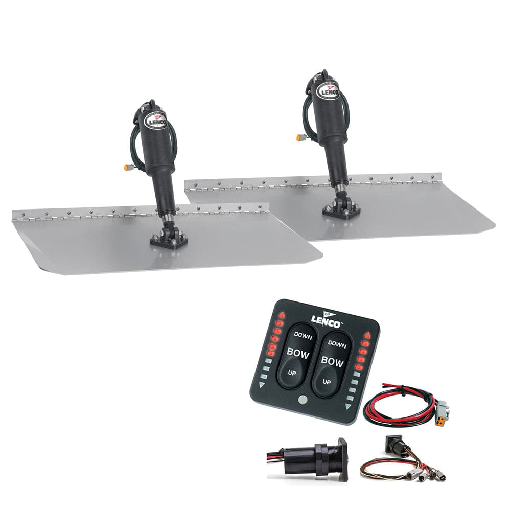 Lenco 12 x 18 Standard Trim Tab Kit w/ LED Indicator Switch Kit 12V - Boat Outfitting | Trim Tabs - Lenco Marine