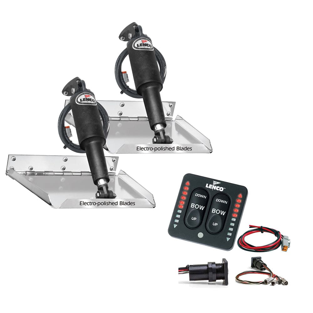 Lenco 12 x 9 Standard Performance Trim Tab Kit w/ LED Indicator Switch Kit 12V - Boat Outfitting | Trim Tabs - Lenco Marine