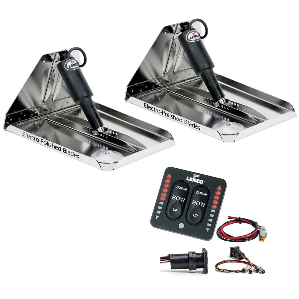 Lenco 12 x 12 Heavy Duty Performance Trim Tab Kit w/ LED Indicator Switch Kit 12V - Boat Outfitting | Trim Tabs - Lenco Marine