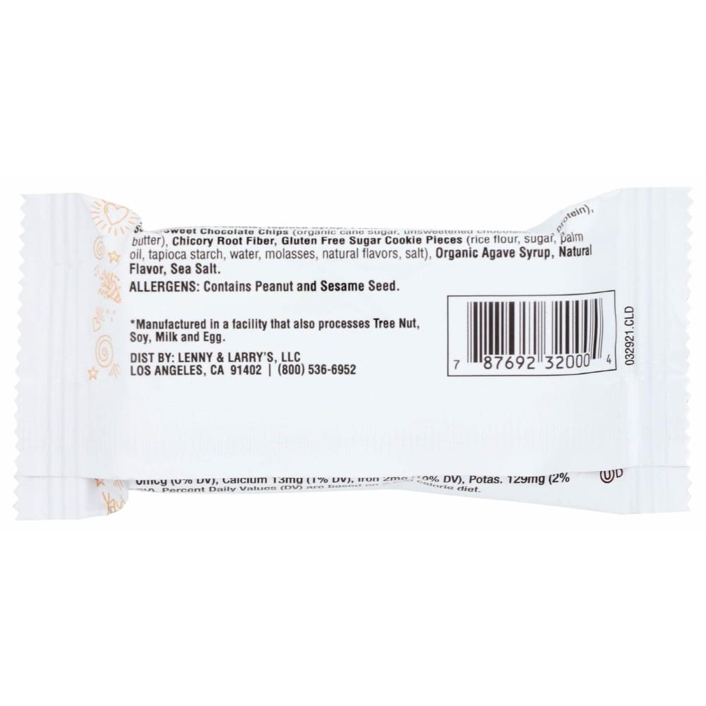 LENNY & LARRY'S Grocery > Snacks > Cookies > Cookies LENNY & LARRY'S: Bar Cookiefld Pb Choc Chp, 1.59 oz