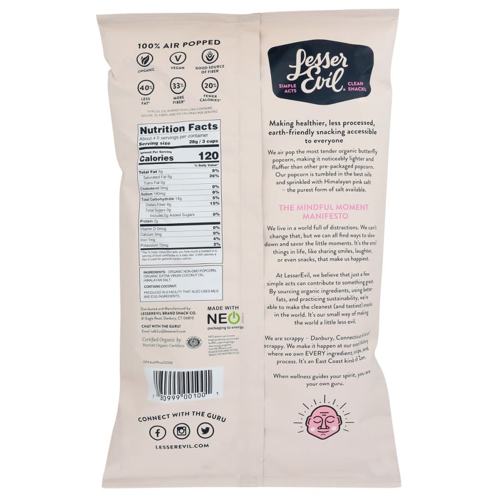 LESSER EVIL: Buddha Bowl Himalayan Pink Popcorn 5 oz - Grocery > Snacks > Popcorn - LESSEREVIL