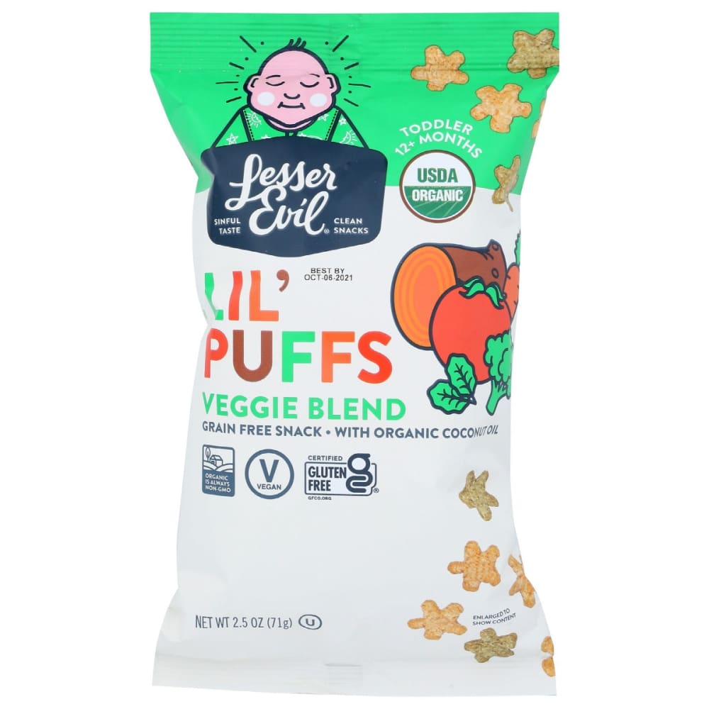 LESSER EVIL: Veggie Blend Lil Puffs 2.5 oz (Pack of 5) - Snacks - LESSER EVIL