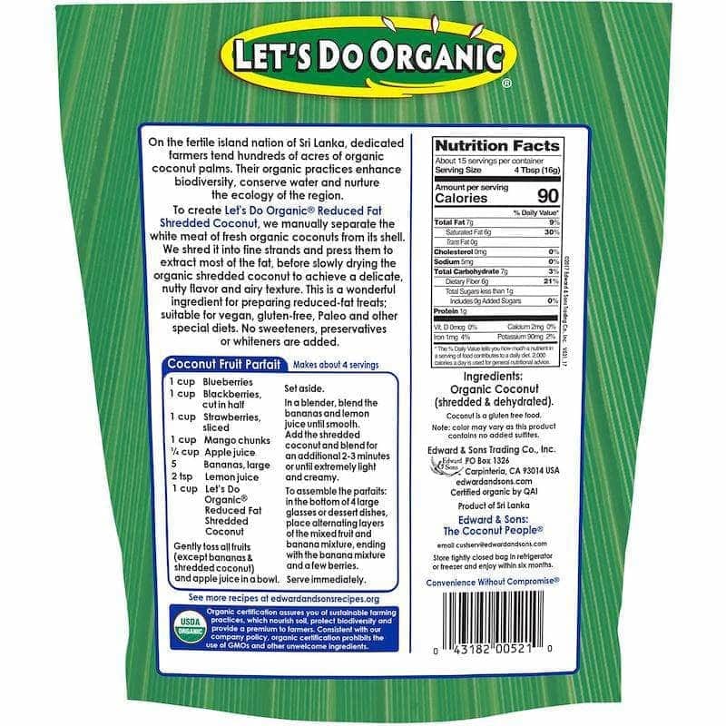Lets Do Lets Do Organics 100% Organic Reduced Fat Shredded Coconut, 8.8 oz