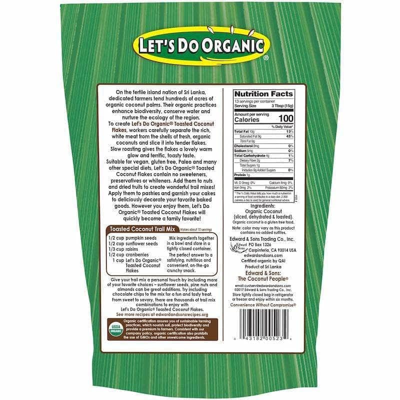 Lets Do Lets Do Organics 100% Organic Unsweetened Toasted Coconut Flakes, 7 oz