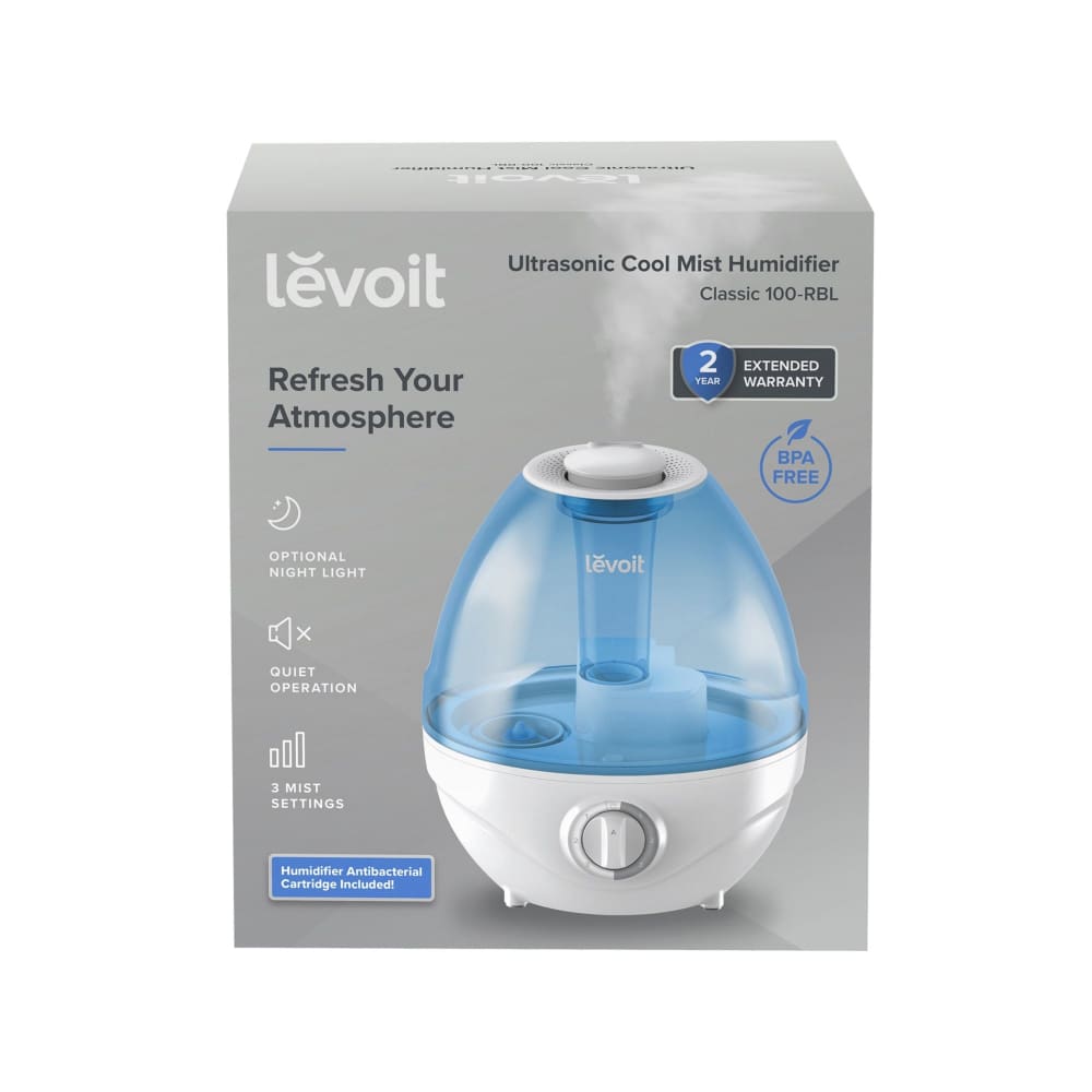Levoit Ultrasonic Cool Mist 0.63-Gal Humidifier Whisper Quiet Operation with Bonus Antibacterial Cartridge - Levoit