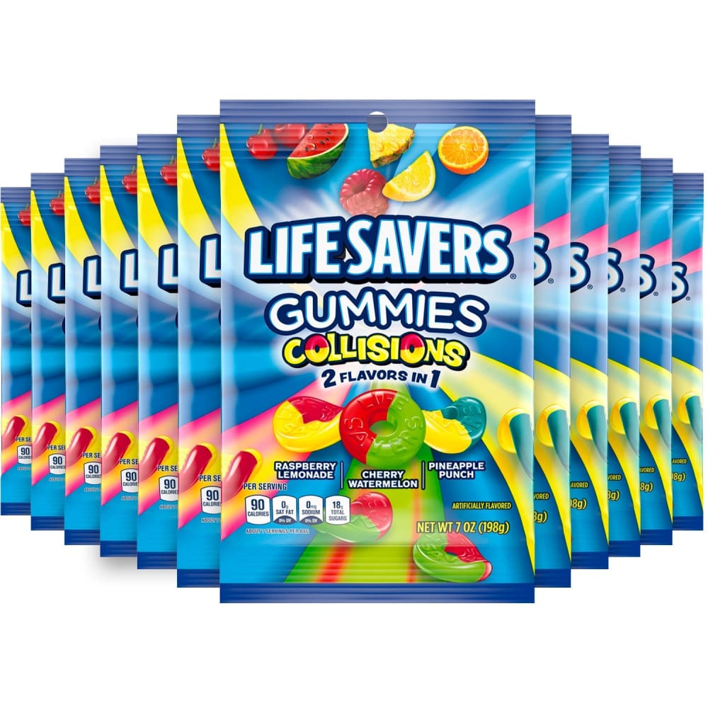Life Savers Gummies Collision Candy Bag Bulk - 12 Pack - 7oz/ea - Gummy Candy - Life Savers