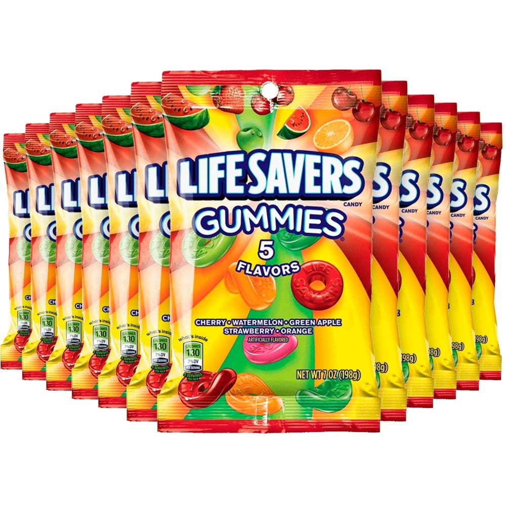 Life Savers Gummies Five Flavors Candy Bag Bulk - 12 Pack - 7oz/ea - Gummy Candy - Life Savers