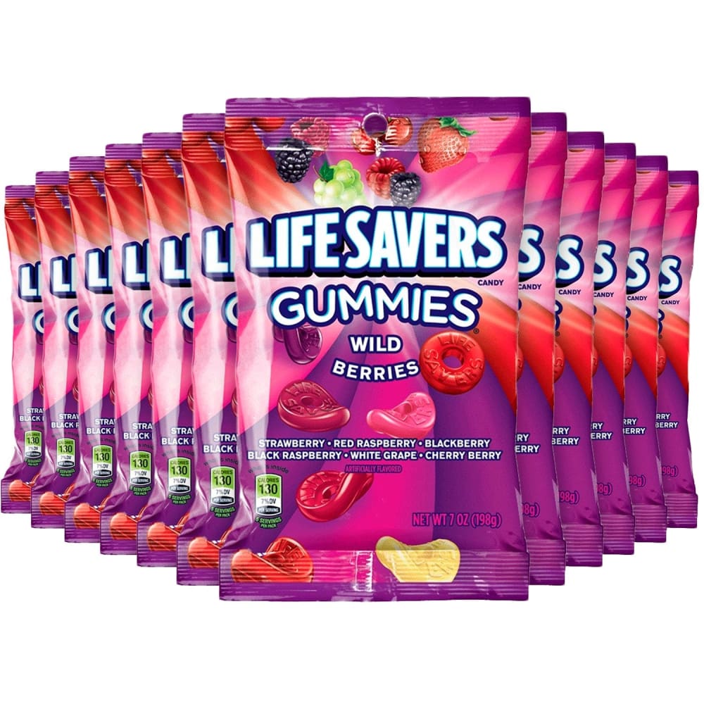 Life Savers Gummies Wildberry Candy Bag Bulk - 12 Pack - 7oz/ea - Gummy Candy - Life Savers