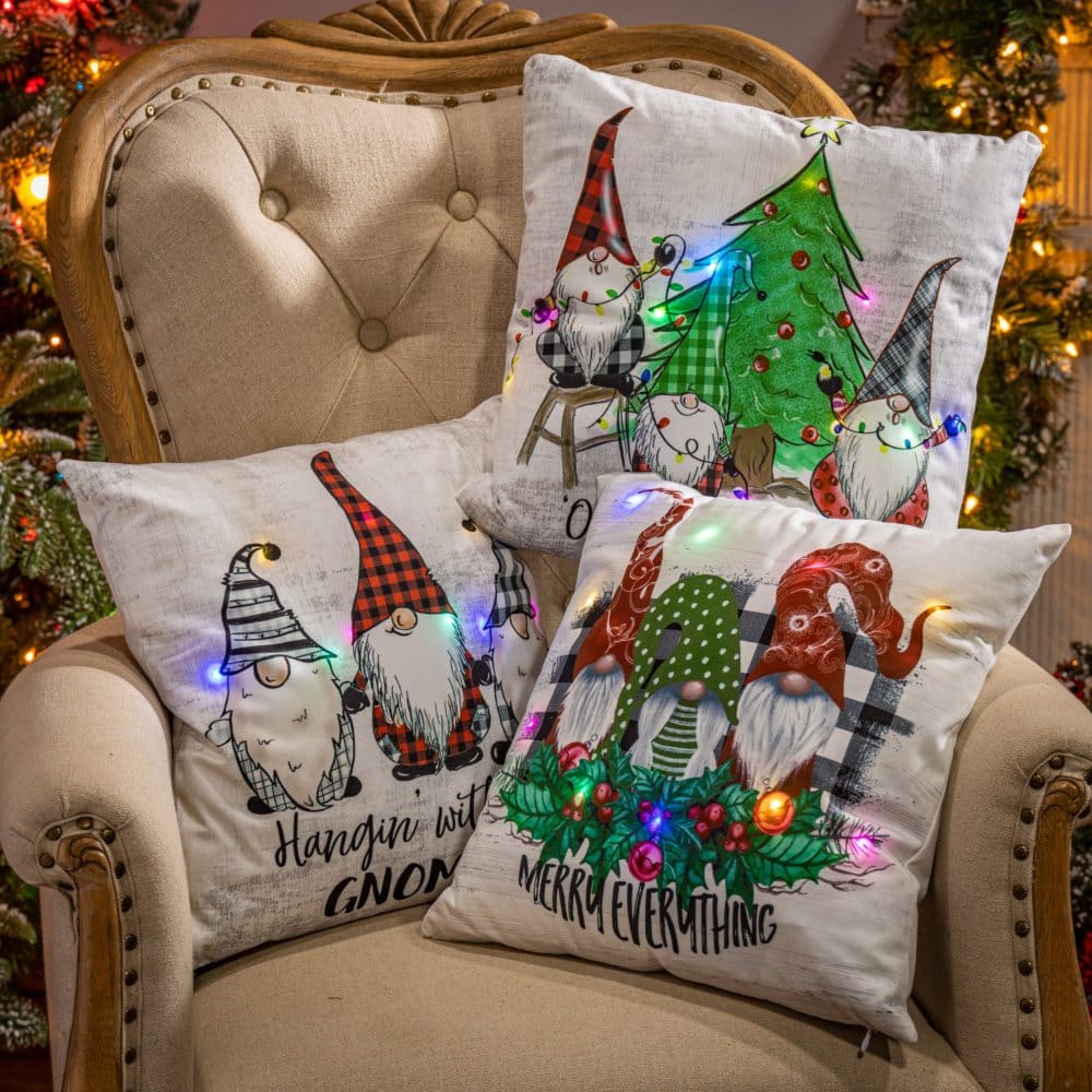Lighted Gnome Pillows Set of 3 - Decorative Pillows - ShelHealth