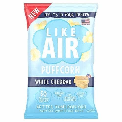 LIKE AIR Grocery > Snacks > Chips > Puffed Snacks LIKE AIR: White Cheddar Baked Puffcorn, 4 oz