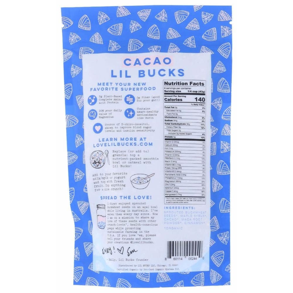 LIL BUCKS Lil Bucks Buckwheat Sprouted Cacao, 6 Oz