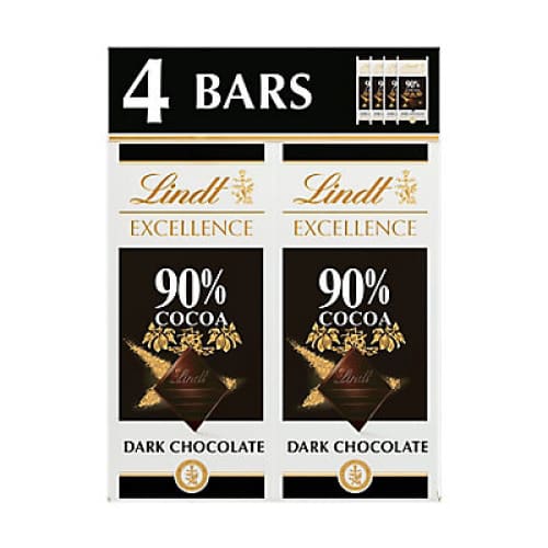 Lindt Excellence 90% Dark Chocolate Candy Bar 4 ct./3.5 oz. - Home/Grocery/Candy/Chocolate/ - Lindt