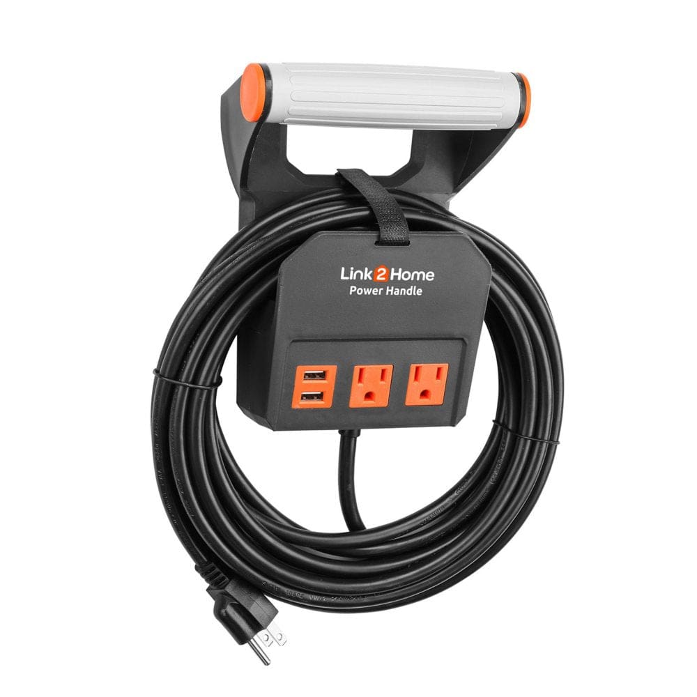Link2Home Power Handle 20ft 2 Outlets + 2 USB - 14AWG - Hand Tools - Link2Home