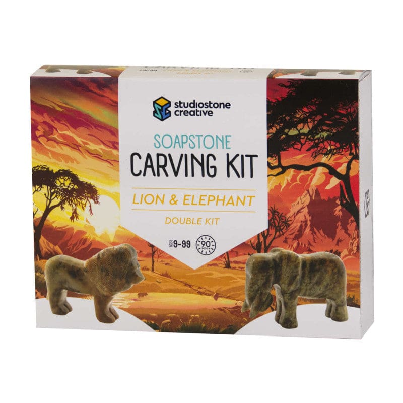 Lion & Elephant Double Carving Kit - Art & Craft Kits - Studiostone Creative Inc