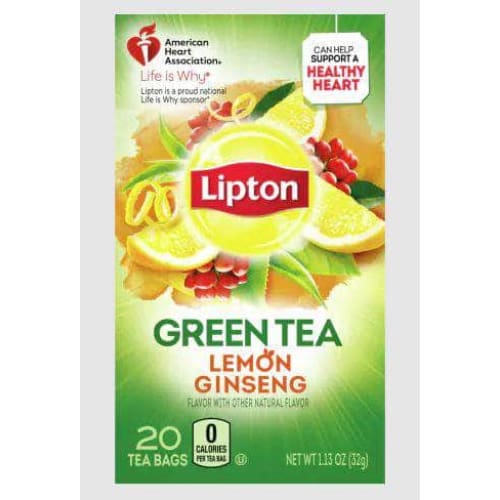 LIPTON Grocery > Beverages > Coffee, Tea & Hot Cocoa LIPTON: Lemon Ginseng Green Tea, 20 bg