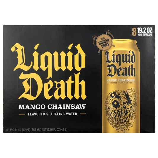 LIQUID DEATH: Mango Chainsaw Sparkling Water 8Pack 153.6 fo - Grocery > Beverages > Water > Sparkling Water - LIQUID DEATH