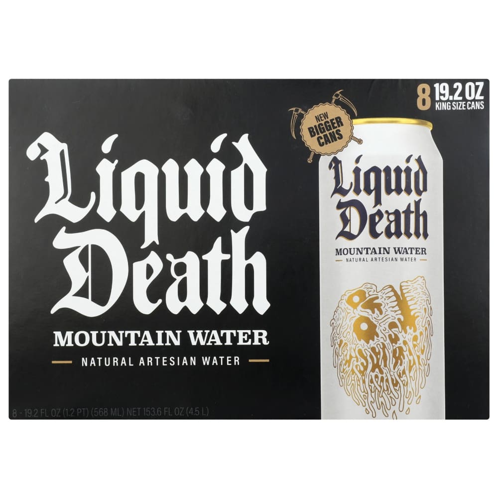 LIQUID DEATH: Mountain Water Natural Artesian Water 8Pack 153.6 fo - Grocery > Beverages > Water > Sparkling Water - LIQUID DEATH