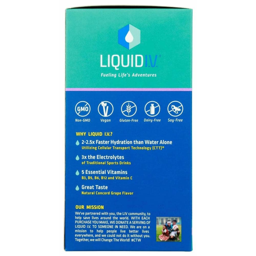 Liquid I.V. Health > Vitamins & Supplements LIQUID I.V.: Concord Grape Hydration Multiplier 10 Count Box, 5.64 oz