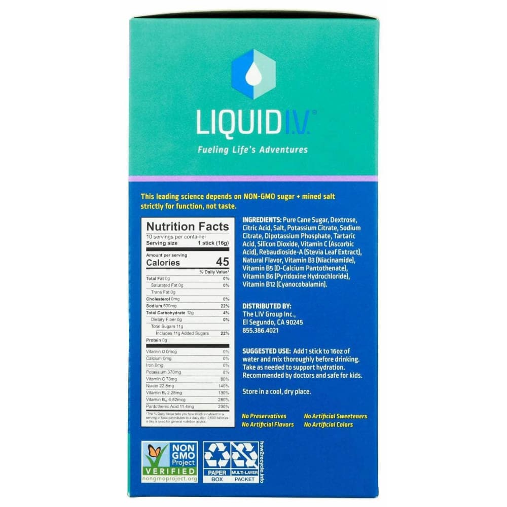 Liquid I.V. Health > Vitamins & Supplements LIQUID I.V.: Concord Grape Hydration Multiplier 10 Count Box, 5.64 oz